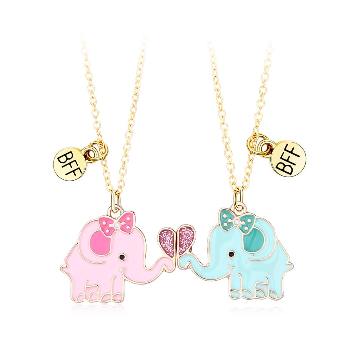 SANNIDHI Kids Friendship Necklace Best Friend Necklace, Enamel Elephant BFF Necklace for 2 Girls, Creative Magnet Cartoon Necklace Christmas Gift for Besties, Sisters SANNIDHI Kids Friendship Necklace Best Friend Necklace, Enamel Elephant BFF Necklace for 2 Girls, Creative Magnet Cartoon Necklace Christmas Gift for Besties, Sisters